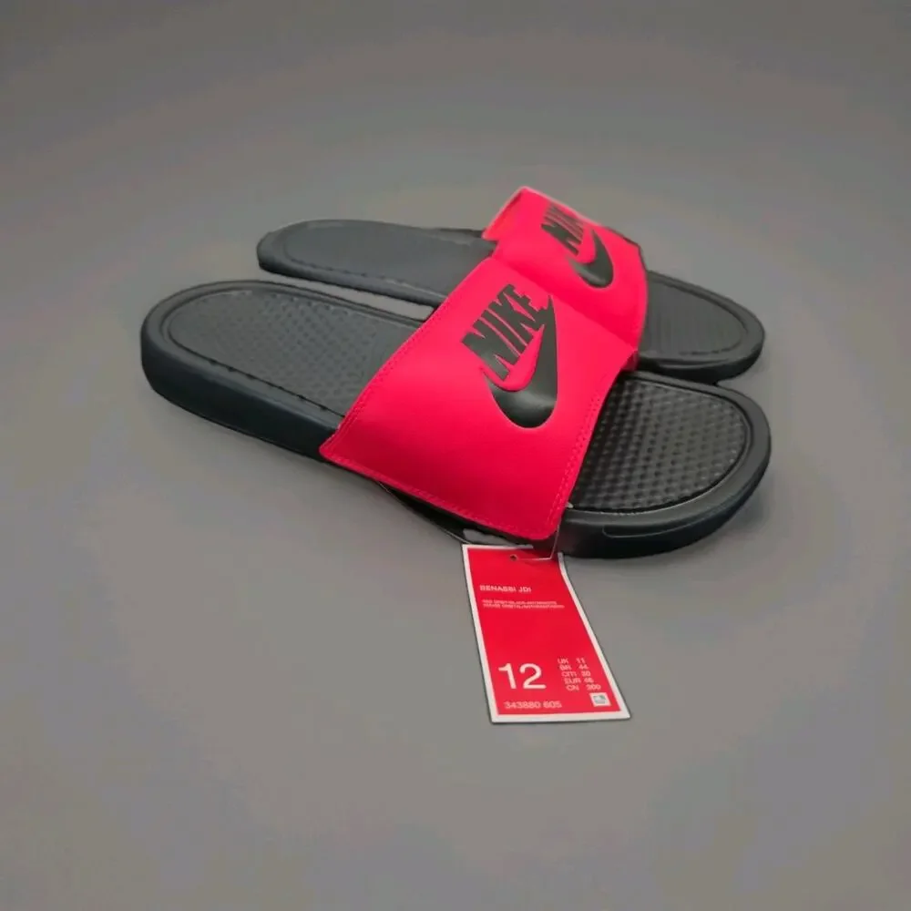 Nike Benassi JDI Just Do It Slides Sandals Slippers Red Black Size 12 343880-605